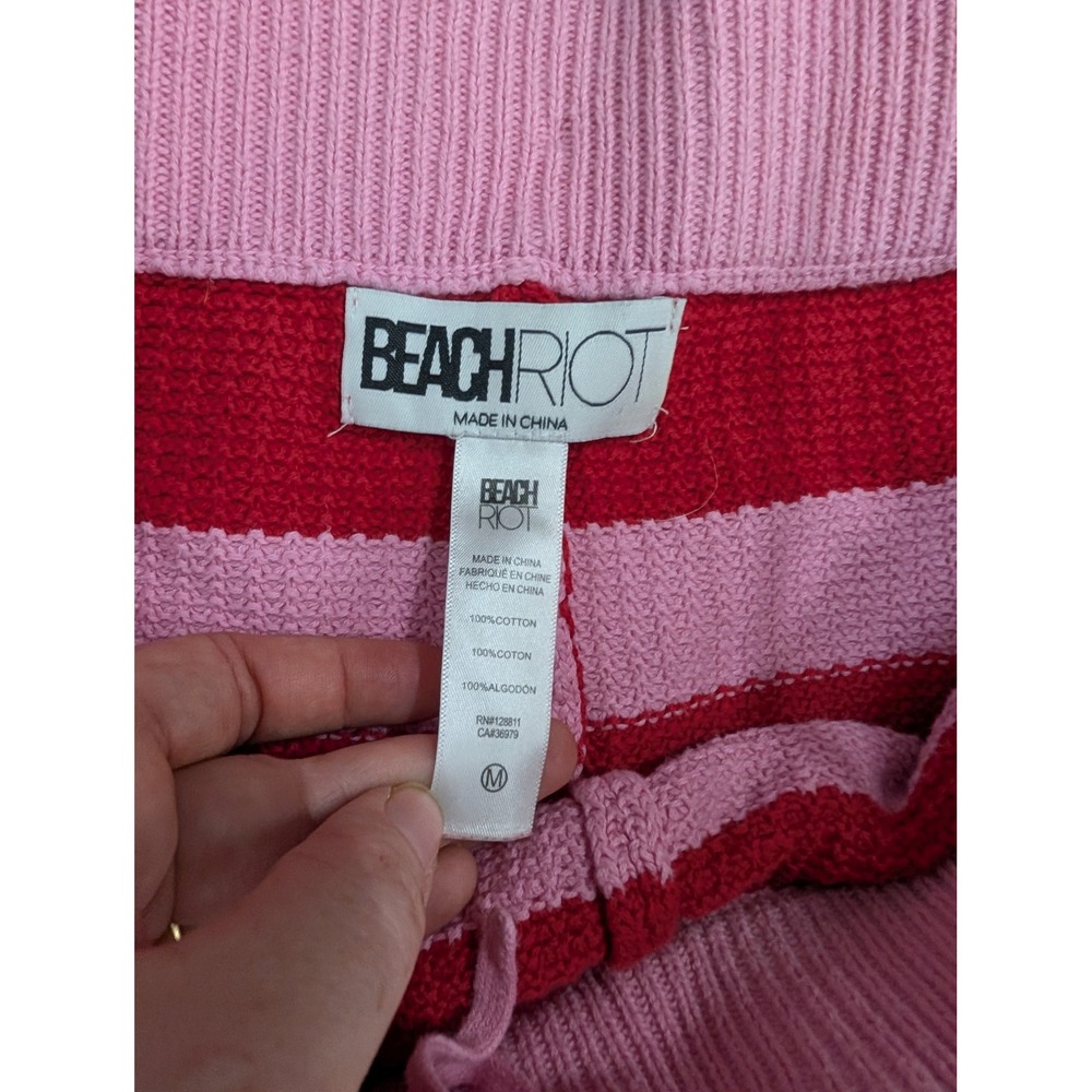 Beach Riot Balboa Shorts Pink Red Striped Knit Cotton Lounge Shorts- Medium - Picture 4 of 6